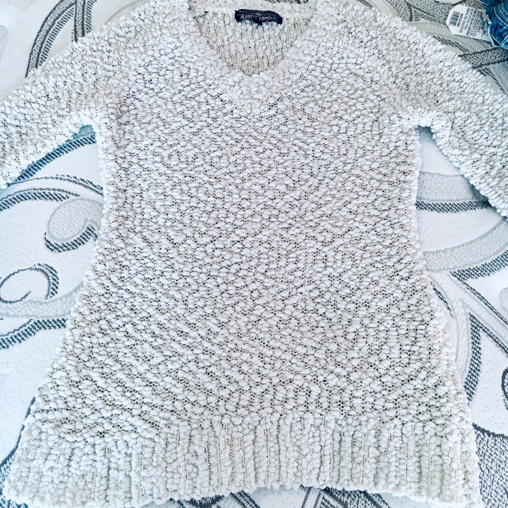 Casual White Plush Sweater